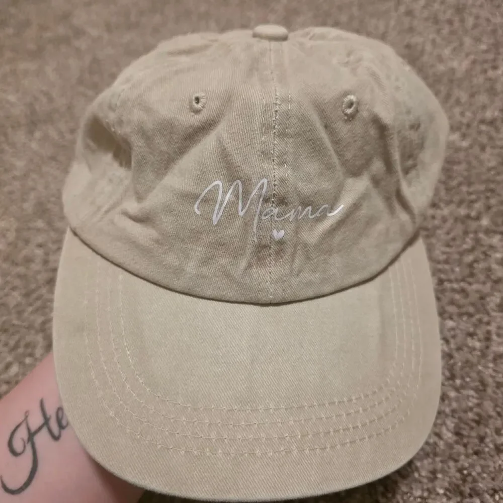 Mama Embroidered Tan Baseball Cap Mom Life Adjustable Dad Hat